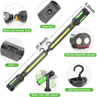 Đèn làm việc 2 trong 1 sạc lại, đèn LED khẩn cấp từ tính, dùng sửa chữa/kiểm tra ô tô/nhà để xe/xưởng/khẩn cấp