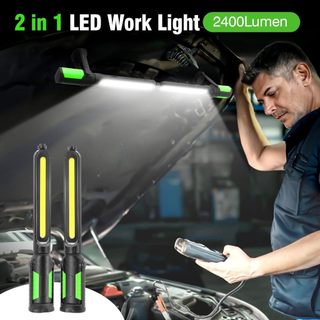 Đèn làm việc 2 trong 1 sạc lại, đèn LED khẩn cấp từ tính, dùng sửa chữa/kiểm tra ô tô/nhà để xe/xưởng/khẩn cấp