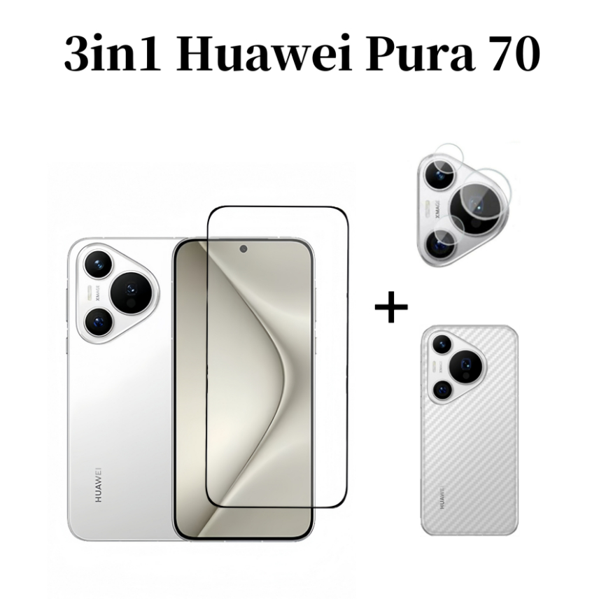 3in1 Huawei Pura 70 Kính Cường Lực Phim Dành Cho Huawei Pura 80 Ống Kính Máy Ảnh Bảo Vệ Màn Hình Và Mặt Sau Phim