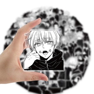 63 Chiếc Đen Trắng Jujutsu Kaisen Anime Miếng Dán DIY Laptop Điện Thoại Chống Thấm Nước Trong Suốt PET Miếng Dán