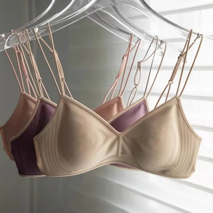 Đồ Lót Pháp Áo Ngực Nữ Liền Mạch Thép Không Mỏng Dây Đeo Vai Siêu Mỏng Thỏ Tai Cốc Áo Ngực Nữ