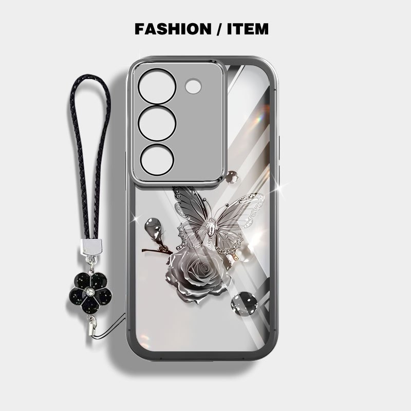 Ốp Điện Thoại YBD INS Cho Vivo V29E Y200 5G V27 Pro V27E V29 Pro 5G Vỏ Tươi Bướm Hoa Hồng Tình Yêu