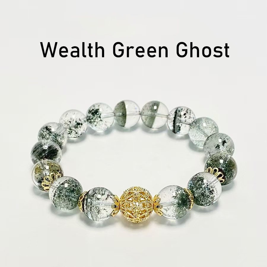 Sự giàu có Đá Tự Nhiên Màu Xanh Lá Cây Ma Tay Đính Hạt Nữ Ins SimpleLight Luxuryniche Thiết Kế Tính Khí Tinh TếVòng Tay