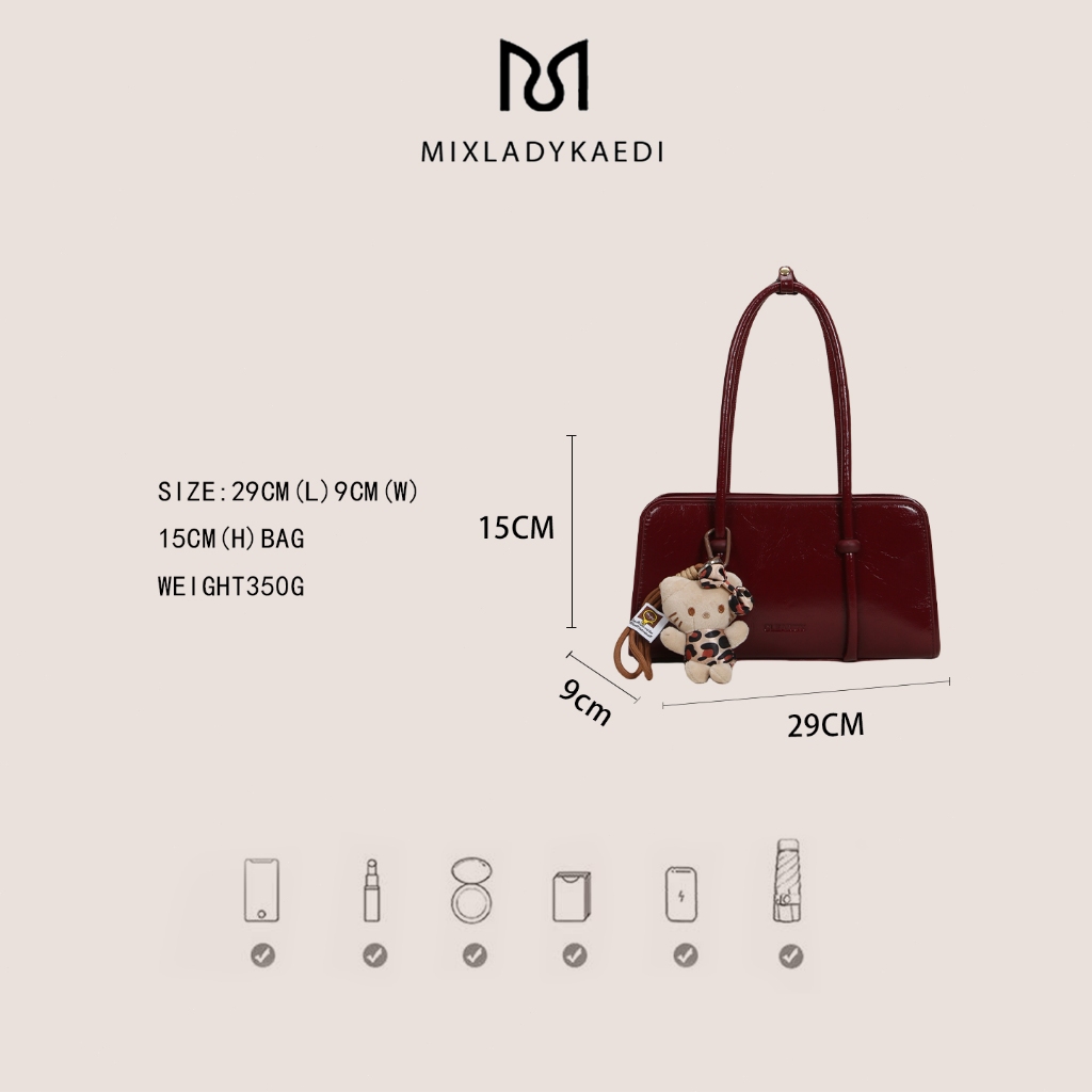 MIXLADYKAEDI Túi xách nữ đeo vai đơn giản kèm móc gấu dùng đi làm làm quà tặng | BigBuy360 - bigbuy360.vn