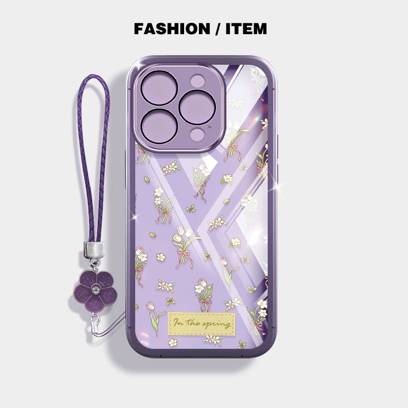 Ốp Điện Thoại YBD INS Cho iPhone 14 Pro Max 15 Pro Max 16 Pro Max Vỏ Bó Hoa Tulip Nhỏ