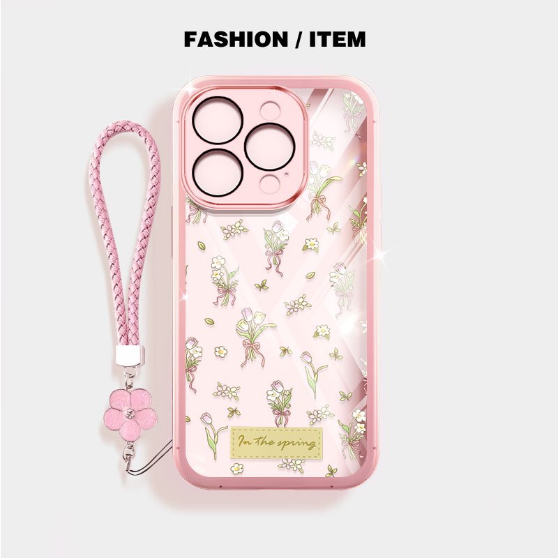 Ốp Điện Thoại YBD INS Cho iPhone 14 Pro Max 15 Pro Max 16 Pro Max Vỏ Bó Hoa Tulip Nhỏ