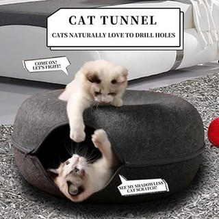 Đường hầm cho mèo, Nơi ẩn náu cho mèo trong nhà Donut, Giường hầm cho mèo, Giường hầm đồ chơi mềm có thể giặt đa chức năng có thể giặt được cho nhiều mèo và mèo lớn