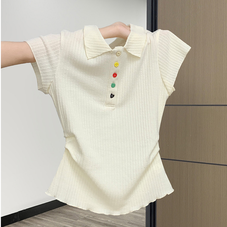 SUXI Áo thun ngắn tay Polo đơn giản mới mùa hè 250505