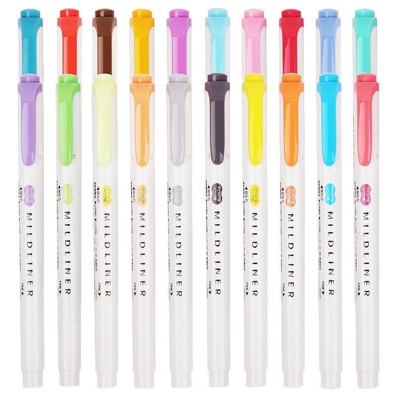 1 Chiếc ZEBRA WKT7 Bút Đánh Dấu Hai Đầu Bút Đánh Dấu Màu Mới Mildliner Ánh Sáng Màu Bút Đánh Dấu Sinh Viên Đặc Biệt