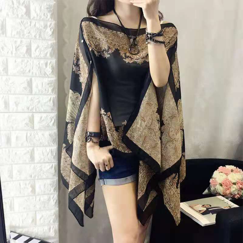 Cminyp Mùa Hè Chống Nắng Voan In Khăn Khăn Choàng Polyester Cho Nữ Đi Biển Lụa Biến Trang Trí Khăn Choàng Vinh Quang