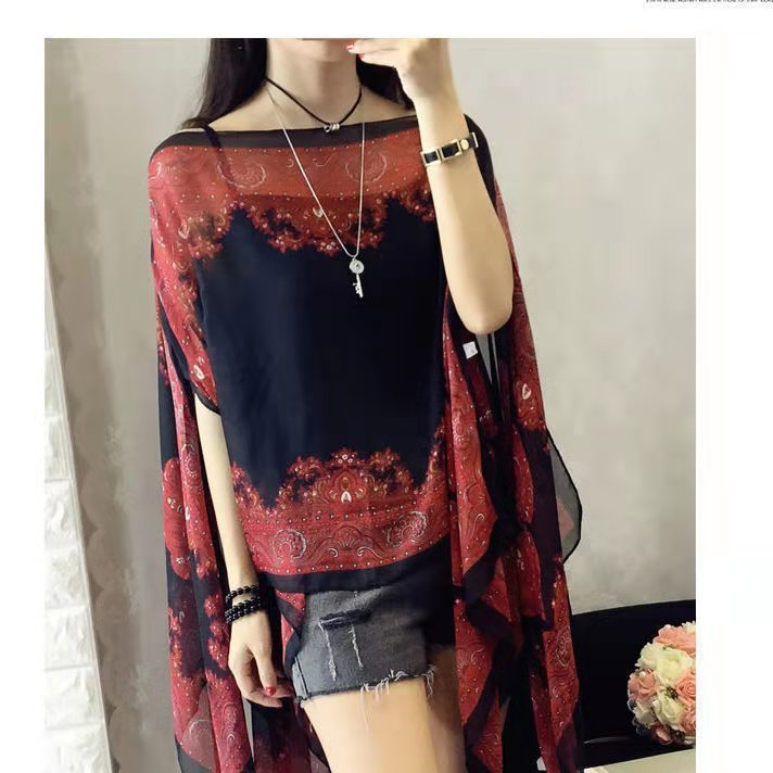 Cminyp Mùa Hè Chống Nắng Voan In Khăn Khăn Choàng Polyester Cho Nữ Đi Biển Lụa Biến Trang Trí Khăn Choàng Vinh Quang