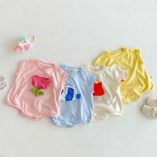 Bộ áo liền quần mùa hè mềm mại thoải mái cho bé sơ sinh (0-24 tháng)