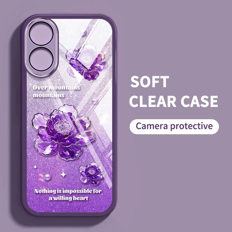 Ốp điện thoại kiểu pha lê YBD cho OPPO A17 A17K A98 F23 A1 5G A1 Pro Reno 8T 4G 5G Vỏ điện thoại họa tiết hoa trà và hoa hồng