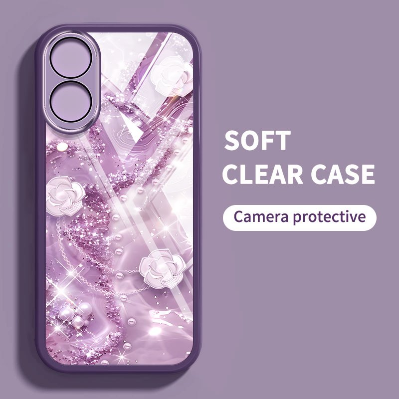 Ốp điện thoại kiểu pha lê YBD cho OPPO A17 A17K A98 F23 A1 5G A1 Pro Reno 8T 4G 5G Vỏ điện thoại họa tiết hoa trà và hoa hồng