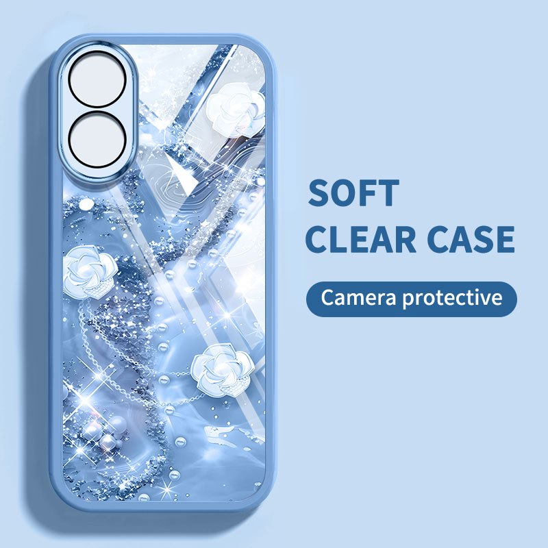 Ốp điện thoại kiểu pha lê YBD cho OPPO A17 A17K A98 F23 A1 5G A1 Pro Reno 8T 4G 5G Vỏ điện thoại họa tiết hoa trà và hoa hồng