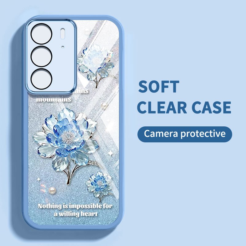Vỏ bọc kiểu pha lê YBD cho Realme C71 C65 C75 C75X 4G Realme 14X Camellia và Ốp điện thoại họa tiết hoa hồng