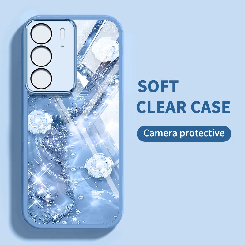 Vỏ bọc kiểu pha lê YBD cho Realme C71 C65 C75 C75X 4G Realme 14X Camellia và Ốp điện thoại họa tiết hoa hồng