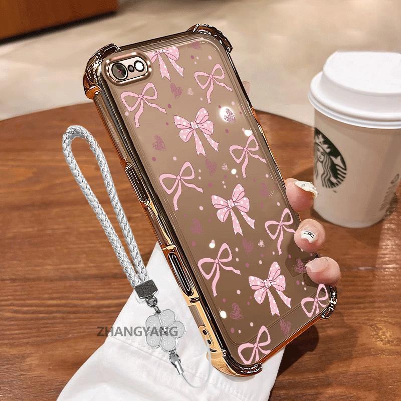 Ốp Lưng Cho iPhone 7 iPhone 8 iPhone 6 iPhone 6s Mạ Điện Bốn Góc Chống Sốc Vỏ Điện Thoại Thẩm Mỹ Vòng Tay Thiết Kế Mới Hoạt Hình bowknot TPU Silicon Mềm case