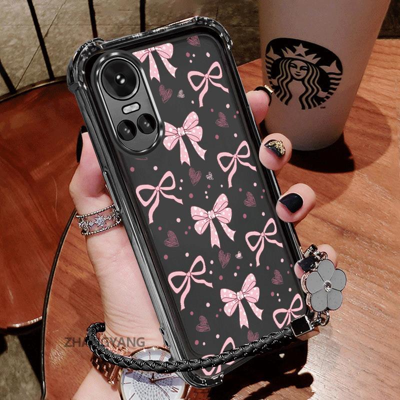 Ốp Lưng Cho OPPO RENO 10 5G RENO 10 Pro 5G Vỏ Điện Thoại Chống Sốc Bốn Góc Mạ Điện Vòng Tay Thẩm Mỹ Thiết Kế Mới Hoạt Hình Nơ TPU Silicon Mềm