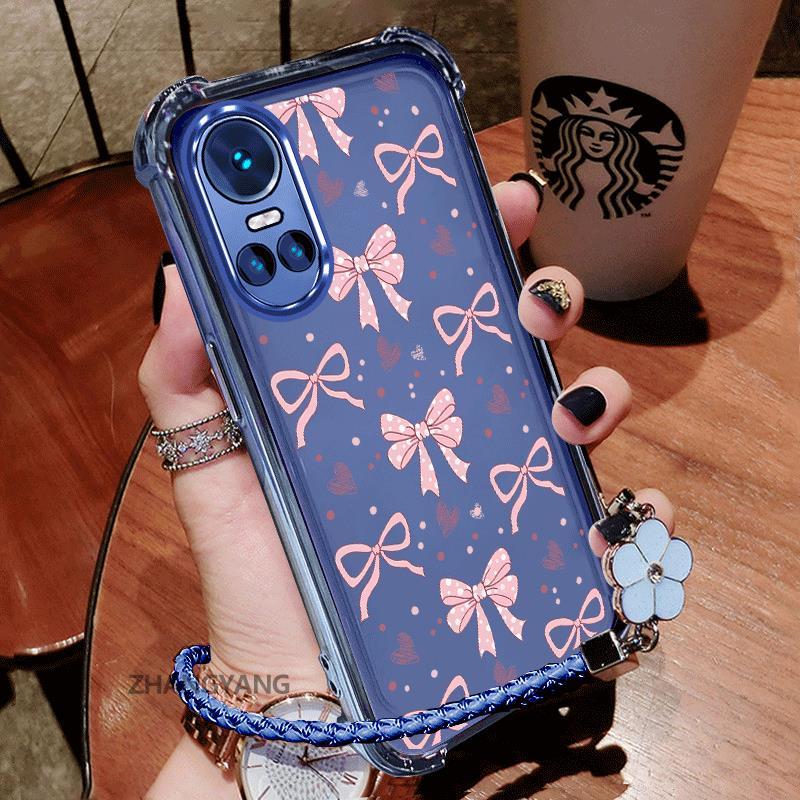 Ốp Lưng Cho OPPO RENO 10 5G RENO 10 Pro 5G Vỏ Điện Thoại Chống Sốc Bốn Góc Mạ Điện Vòng Tay Thẩm Mỹ Thiết Kế Mới Hoạt Hình Nơ TPU Silicon Mềm