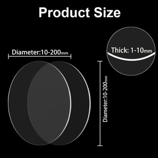 Tấm Acrylic trong suốt tròn Tấm nhựa Plexglass Dia 10mm-200mm Độ dày 1 2 3 4 5 6 8 10mm