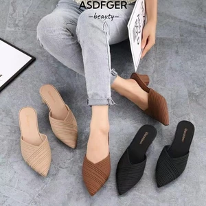 Xăng đan Mũi Nhọn ASDFGER, Dép Gót Thấp Chống Trơn Trượt Chống Trơn Trượt, Giày Mùa Hè Cổ Điển Mùa Hè