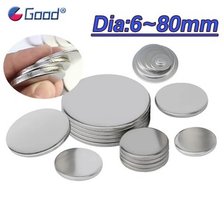 Đĩa thép không gỉ 304 Thép tròn Tấm kim loại tròn Đĩa phẳng rắn Dia 6-80mm Dày 1 1.2 1.5 2mm