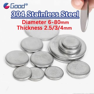Thép không gỉ 304 Đĩa rắn Đệm phẳng Chống thấm nước và chống rỉ sét Tấm sắt tròn không xốp Kim loại Tấm phẳng phẳng nguyên khối Dia 6-80mm