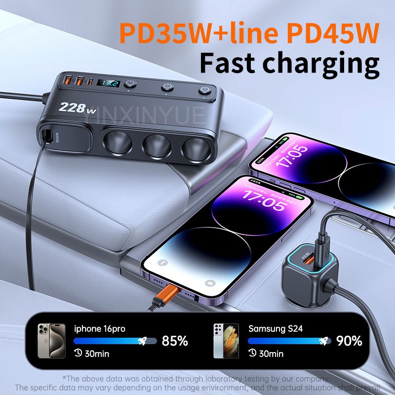 Bộ sạc ô tô 171W Sạc nhanh thông minh 6 USB 12-24V Bộ chuyển đổi nguồn ô tô đa chức năng Phụ kiện ô tô