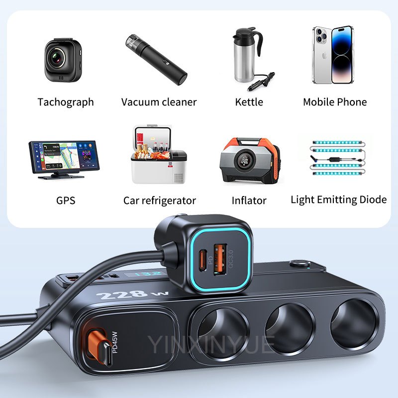Bộ sạc ô tô 171W Sạc nhanh thông minh 6 USB 12-24V Bộ chuyển đổi nguồn ô tô đa chức năng Phụ kiện ô tô