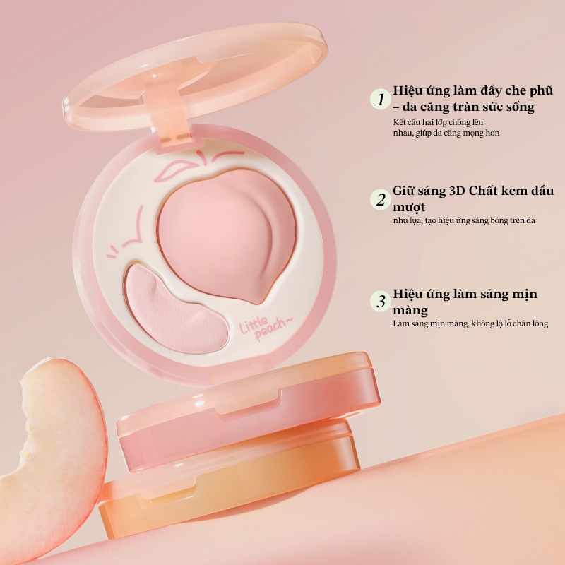 Little Ondine Đĩa bóng 3D hiệu quả kép làm sáng bật tông, không bịt kín, làm sáng, che khuyết điểm, tạo khối 2.3g + 5.5g