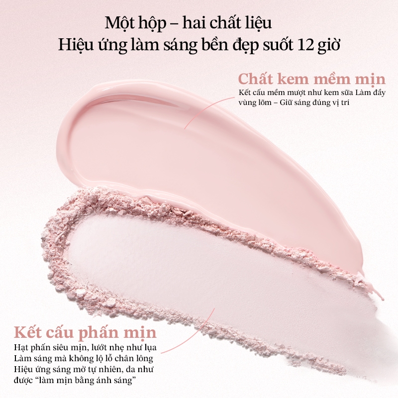 Little Ondine Đĩa bóng 3D hiệu quả kép làm sáng bật tông, không bịt kín, làm sáng, che khuyết điểm, tạo khối 2.3g + 5.5g