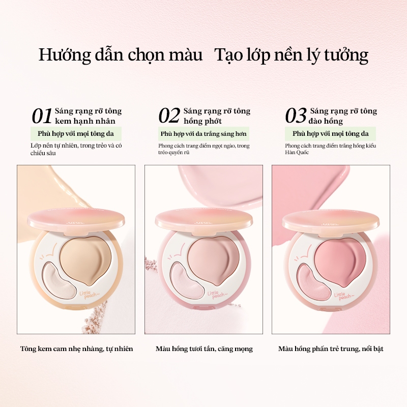 Little Ondine Đĩa bóng 3D hiệu quả kép làm sáng bật tông, không bịt kín, làm sáng, che khuyết điểm, tạo khối 2.3g + 5.5g