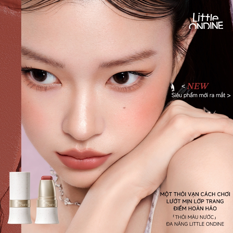 Little OndineThanh trang điểm đa năng dưỡng ẩm dùng thay phấn mắt, phấn má, son môi, Highlight 4g