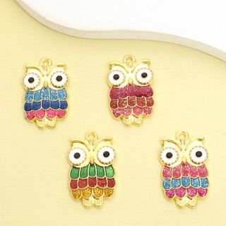 10 Chiếc 4 Kiểu Dễ Thương Cú Lấp Lánh Đầy Màu Sắc Nhỏ Giọt Dầu Quyến Rũ Xu Hướng Châu Âu Và Mỹ Vòng Cổ Móc Khóa Bụi Cắm Treo Đồ Trang Trí DIY Sáng Tạo Tạo Tạo Kiểu Động Vật Mặt Dây Hợp Kim