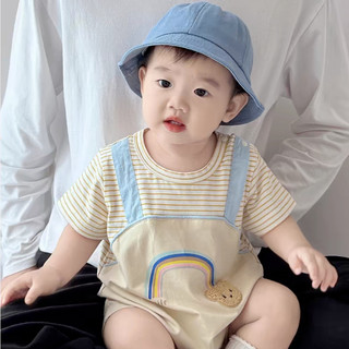 Bé trai sơ sinh Cotton hoạt hình dễ thương Quần yếm gấu phù hợp với áo liền quần mùa hè mềm mại và thoải mái (0-24 tháng