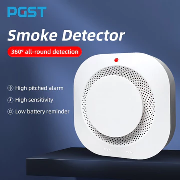 Máy dò PGST Tuya Máy dò khói không dây Humo 433 MHz Phát hiện thời gian thực Cảm biến báo động chống cháy cho an ninh gia đình Báo động khói