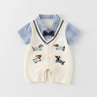 Sơ Sinh Bé Trai Cotton Hoạt Hình Dễ Thương Chó Con Quý Ông Bé Romper Áo Liền Quần Mùa Hè Mềm Mại Và Thoải Mái (0-24 tháng)