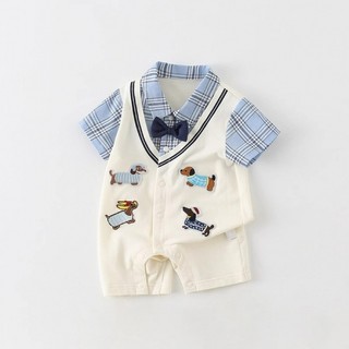 Sơ Sinh Bé Trai Cotton Hoạt Hình Dễ Thương Chó Con Quý Ông Bé Romper Áo Liền Quần Mùa Hè Mềm Mại Và Thoải Mái (0-24 tháng)