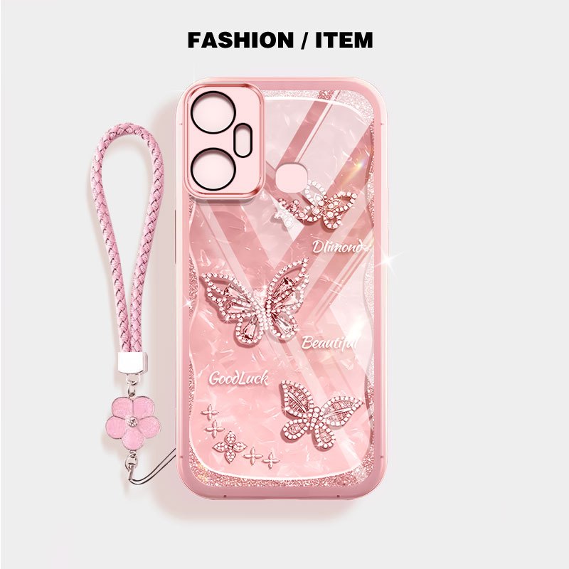 YBD Dành Cho Infinix Smart 6 Plus Tecno Spark 8C Spark Go 2022 Spark 9 2019 KG5 KG5j KG5k KG5h KG5p X6823 X6823C Vỏ Điện Thoại Bướm Và Thiên Nga Sang Trọng Vỏ Trong Suốt