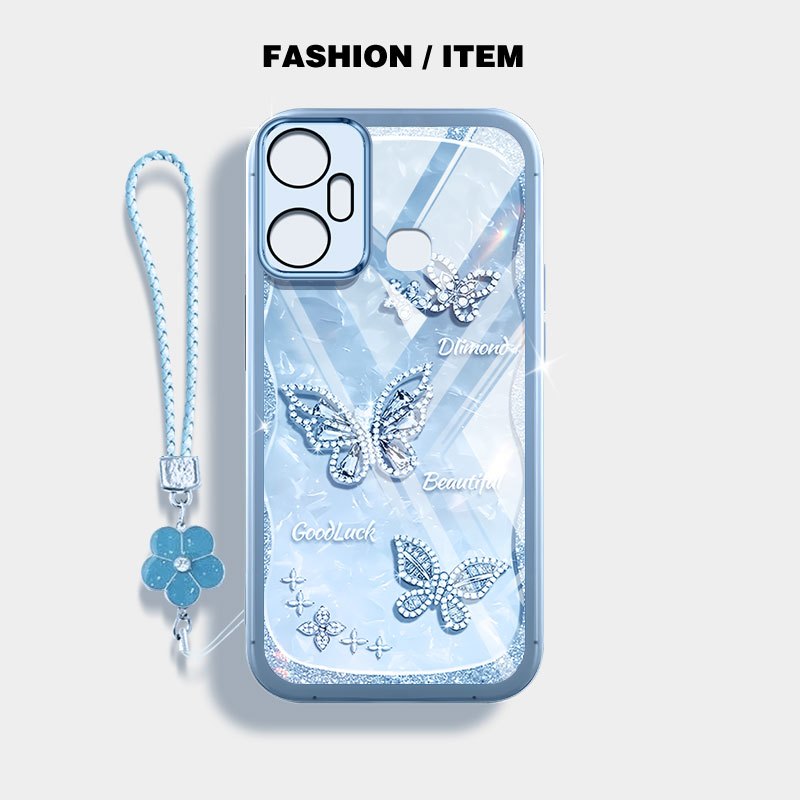 YBD Dành Cho Infinix Smart 6 Plus Tecno Spark 8C Spark Go 2022 Spark 9 2019 KG5 KG5j KG5k KG5h KG5p X6823 X6823C Vỏ Điện Thoại Bướm Và Thiên Nga Sang Trọng Vỏ Trong Suốt