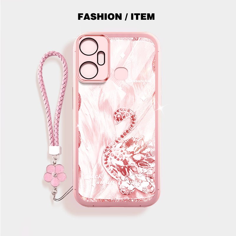 YBD Dành Cho Infinix Smart 6 Plus Tecno Spark 8C Spark Go 2022 Spark 9 2019 KG5 KG5j KG5k KG5h KG5p X6823 X6823C Vỏ Điện Thoại Bướm Và Thiên Nga Sang Trọng Vỏ Trong Suốt