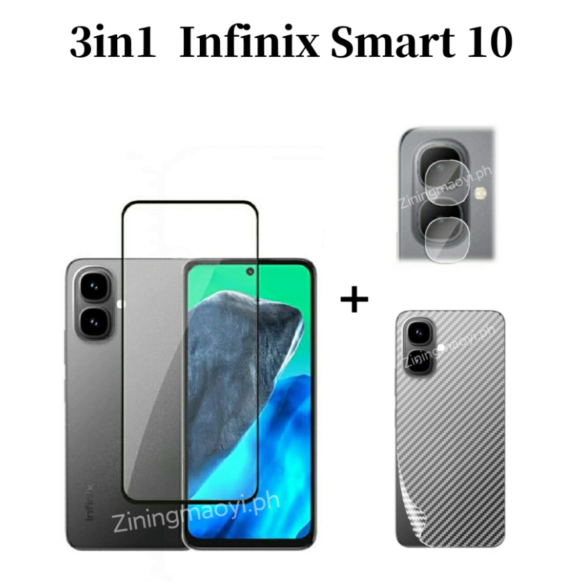 4in1 Infinix Smart 10 Ốp Điện Thoại Di Động Chống Rơi Cho Infinix Samrt10HD Samrt 10 Plus Samrt9 Kính Cường Lực Và Ống Kính Phim Và Mặt Sau