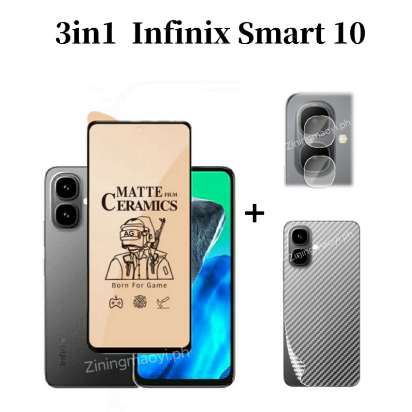 Ốp điện thoại di động chống rơi 4in1 Infinix Smart 10 cho Infinix Samrt10HD Samrt 10 Plus Samrt9 Phim ống kính máy ảnh và phim gốm và phim mặt sau