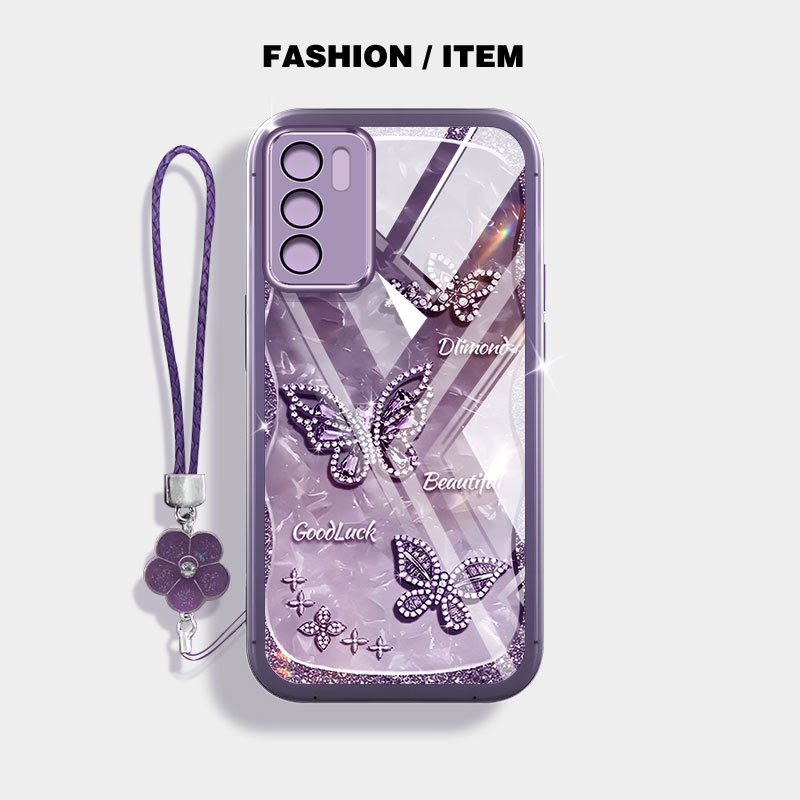 YBD Cho OPPO A16 A16S A54S A15 A15S A35 A53 A33 A32 A55 A56 A53S A16K A16E 4G Vỏ Điện Thoại Bướm Sang Trọng Và Thiên Nga