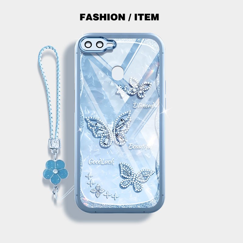 YBD Cho OPPO A5S A12 A12S A3S A12E Realme C1 A7 2018 Ốp Điện Thoại Vỏ Trong Suốt Bướm Và Thiên Nga Sang Trọng