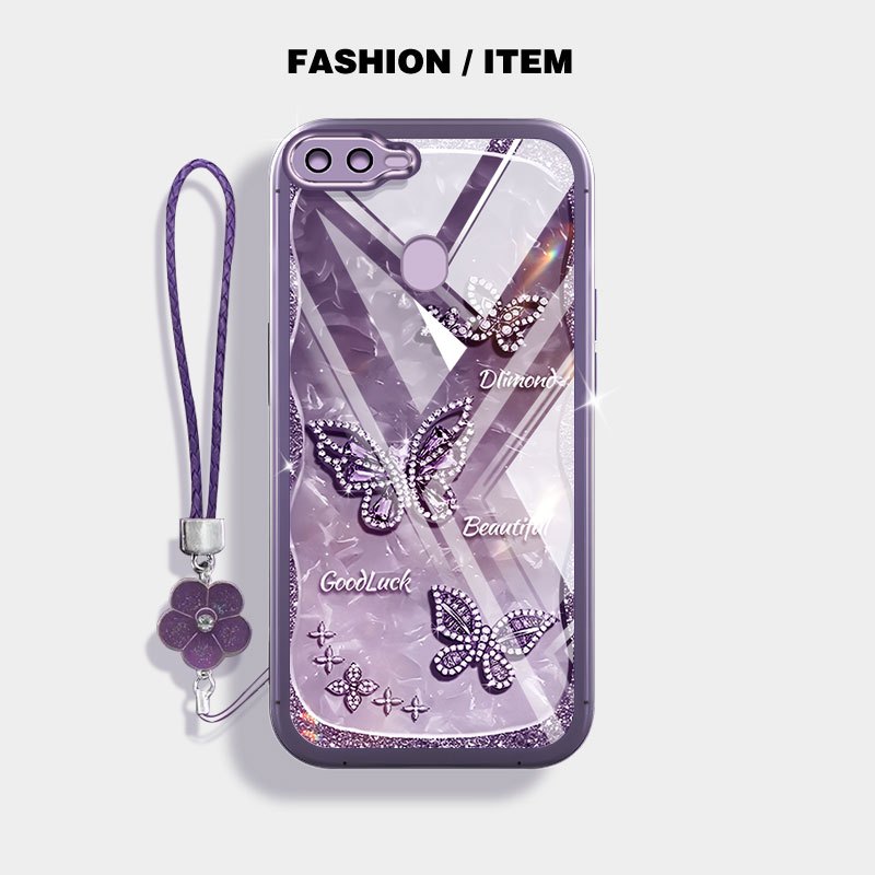 YBD Cho OPPO A5S A12 A12S A3S A12E Realme C1 A7 2018 Ốp Điện Thoại Vỏ Trong Suốt Bướm Và Thiên Nga Sang Trọng