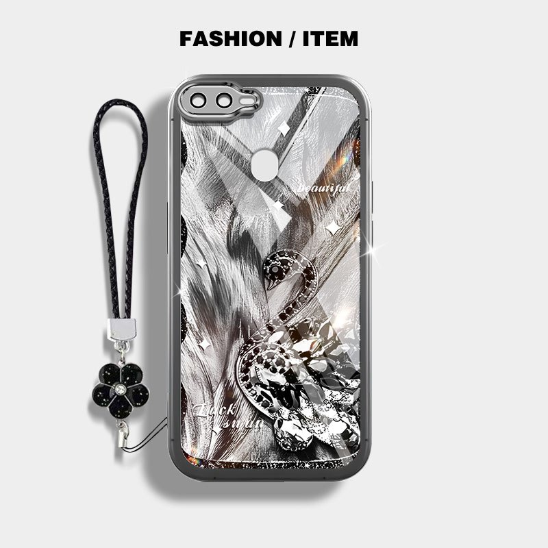 YBD Cho OPPO A5S A12 A12S A3S A12E Realme C1 A7 2018 Ốp Điện Thoại Vỏ Trong Suốt Bướm Và Thiên Nga Sang Trọng