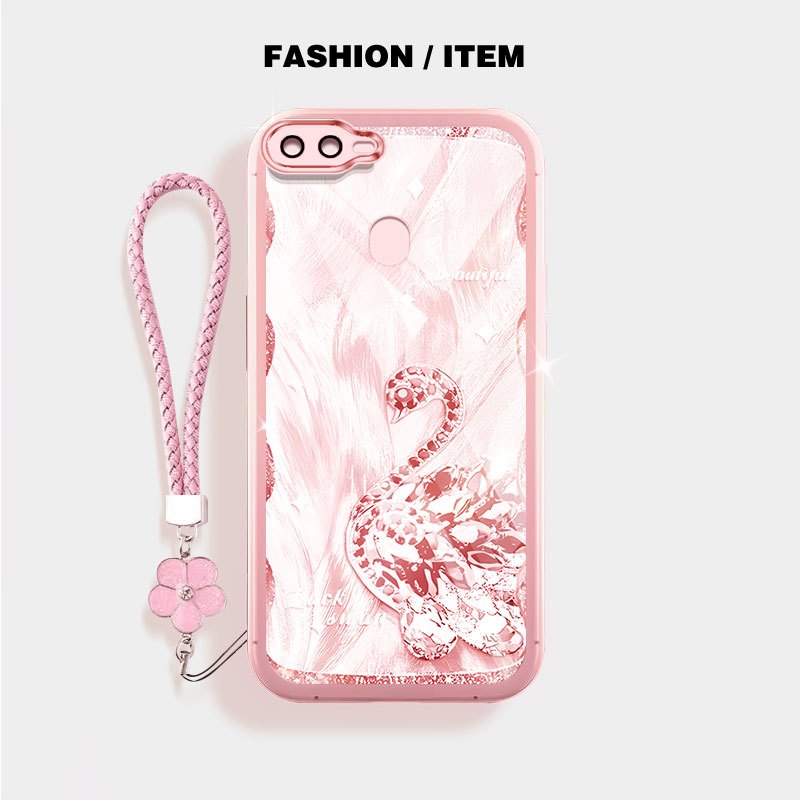 YBD Cho OPPO A5S A12 A12S A3S A12E Realme C1 A7 2018 Ốp Điện Thoại Vỏ Trong Suốt Bướm Và Thiên Nga Sang Trọng