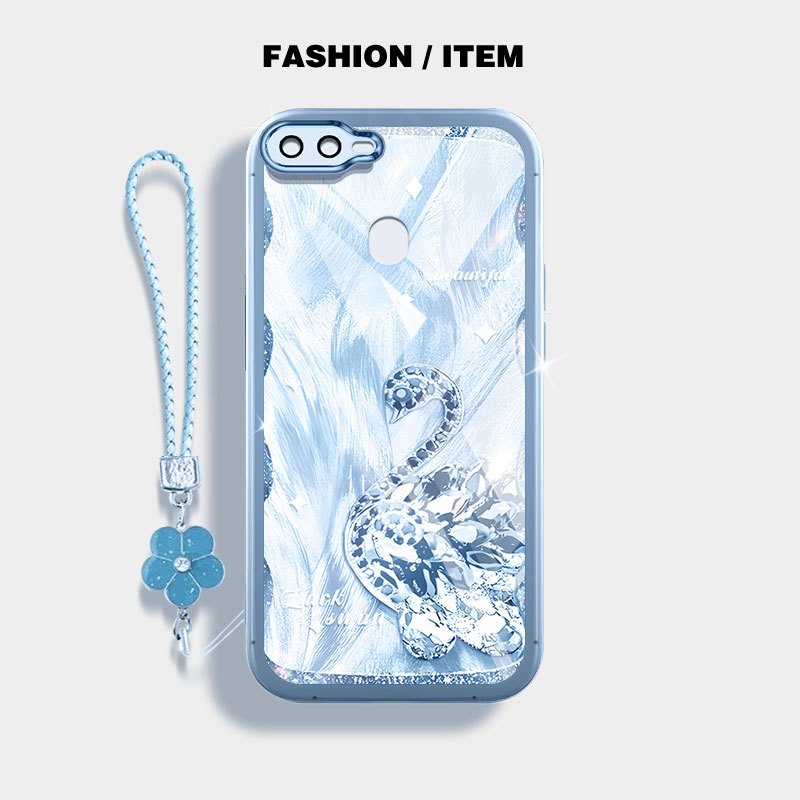 YBD Cho OPPO A5S A12 A12S A3S A12E Realme C1 A7 2018 Ốp Điện Thoại Vỏ Trong Suốt Bướm Và Thiên Nga Sang Trọng